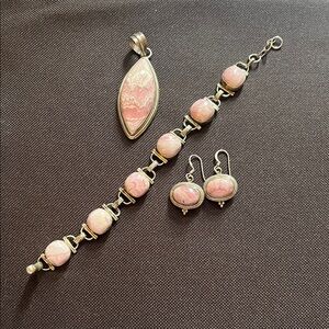 Elegant Rhodochrosite Jewelry Set